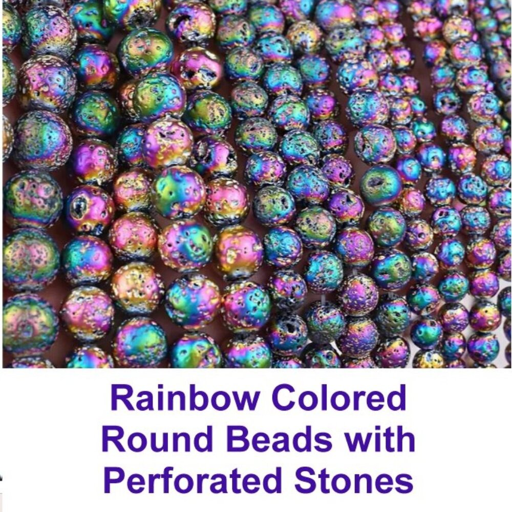Rainbow Hematite Lava Stone  15" Strand